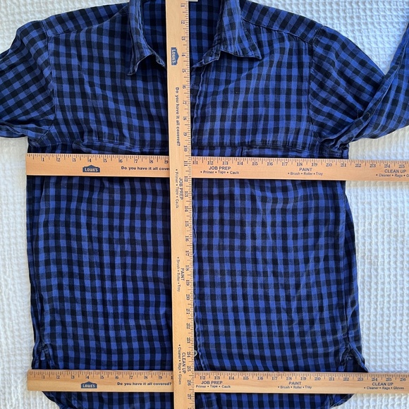Eleven Stitch Design Blue Buffalo Plaid Cotton Button-up Top - Picture 3 of 7